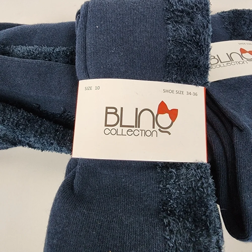 4 Navy Pairs Of Girls Tights, Size 10 Blinq